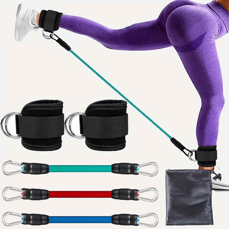 1 Set TPE Material Pilates Resistance Bands with Non-Slip Handles - Medium Tension Leg Strength Training Ropes for Hip Fitness, Glute, Quad, and Waist Muscle Toning - Indoor and Outdoor Exercise Equipment