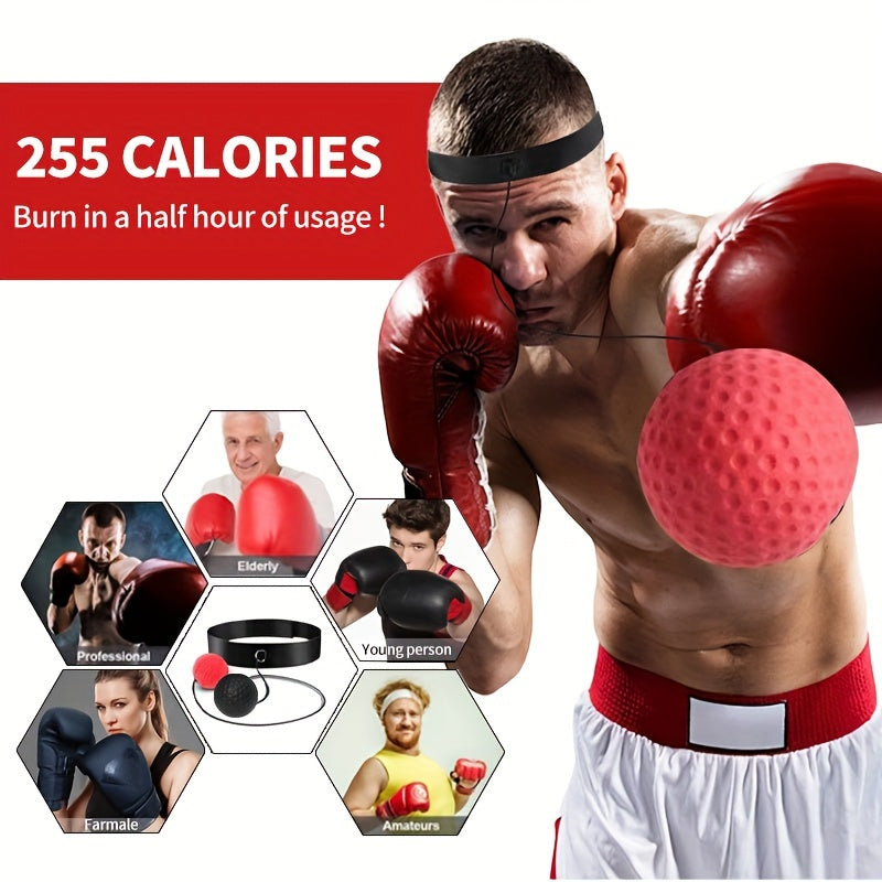 1 Set Boxing Reflex Ball Set for Adults & Teens - PA Nylon React Reflex Ball with Adjustable Headband, Hand Wraps & Carry Bag - Enhances Hand-Eye Coordination, Speed & Reaction Time