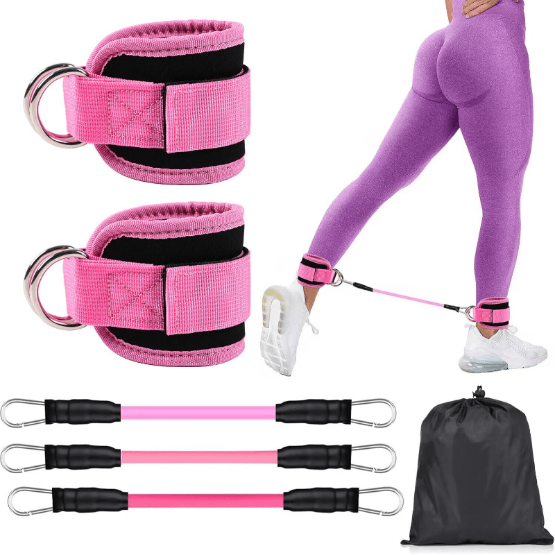 1 Set TPE Material Pilates Resistance Bands with Non-Slip Handles - Medium Tension Leg Strength Training Ropes for Hip Fitness, Glute, Quad, and Waist Muscle Toning - Indoor and Outdoor Exercise Equipment