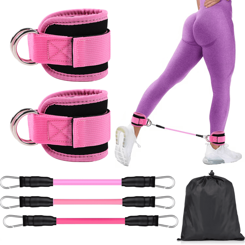 1 Set TPE Material Pilates Resistance Bands with Non-Slip Handles - Medium Tension Leg Strength Training Ropes for Hip Fitness, Glute, Quad, and Waist Muscle Toning - Indoor and Outdoor Exercise Equipment