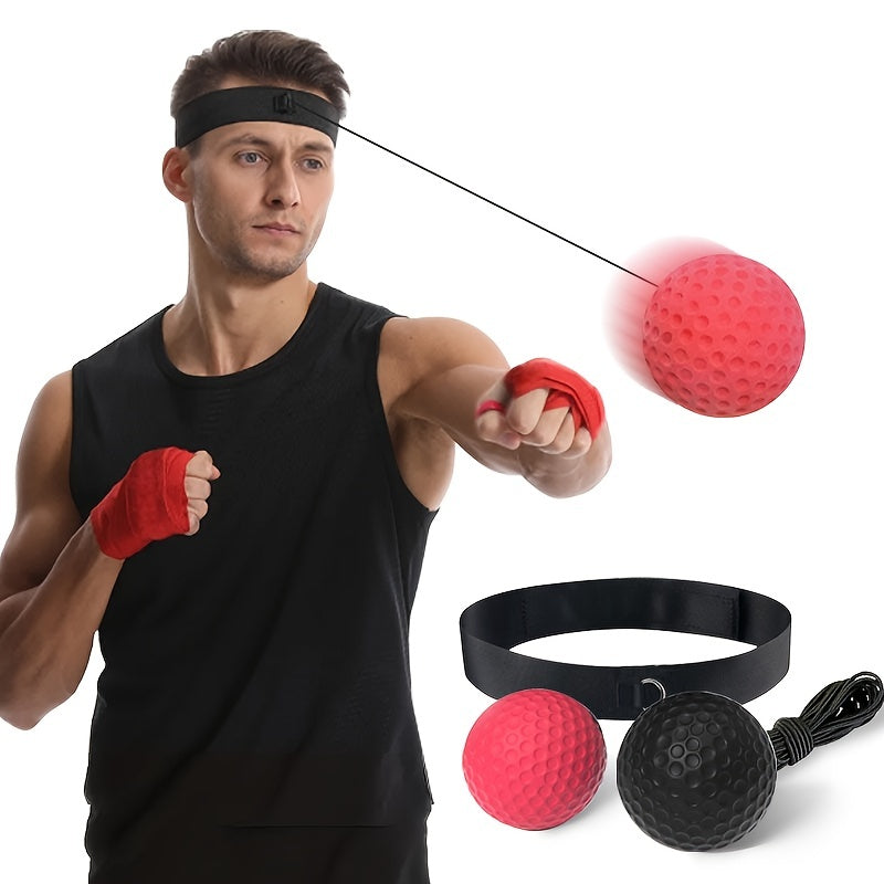 1 Set Boxing Reflex Ball Set for Adults & Teens - PA Nylon React Reflex Ball with Adjustable Headband, Hand Wraps & Carry Bag - Enhances Hand-Eye Coordination, Speed & Reaction Time