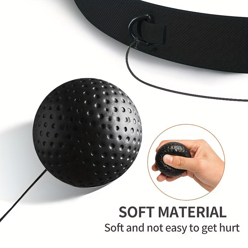 1 Set Boxing Reflex Ball Set for Adults & Teens - PA Nylon React Reflex Ball with Adjustable Headband, Hand Wraps & Carry Bag - Enhances Hand-Eye Coordination, Speed & Reaction Time