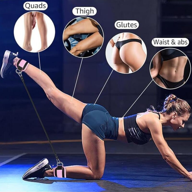 1 Set TPE Material Pilates Resistance Bands with Non-Slip Handles - Medium Tension Leg Strength Training Ropes for Hip Fitness, Glute, Quad, and Waist Muscle Toning - Indoor and Outdoor Exercise Equipment