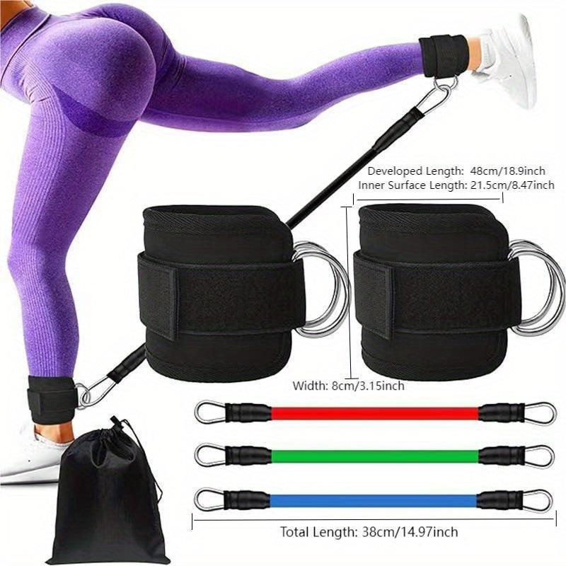 1 Set TPE Material Pilates Resistance Bands with Non-Slip Handles - Medium Tension Leg Strength Training Ropes for Hip Fitness, Glute, Quad, and Waist Muscle Toning - Indoor and Outdoor Exercise Equipment